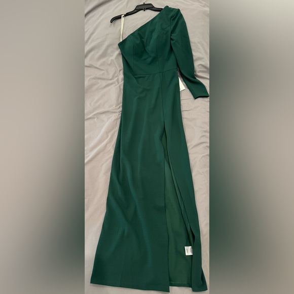 NWT $230 Jenny Yoo Carrera One Shoulder Dress Emerald Green size 10 - Picture 5 of 6